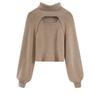 Suéter de cuello alto Dongdaemun de Corea del Sur, otoño e invierno, nuevo estilo extranjero, suelto, cuello alto, viento puro, suéter de chica caliente, conjunto de dos piezas