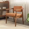 Cadeira de jantar estofada em madeira maciça nórdica Poltrona casual japonesa com encosto Cadeira confortável para mesa de estudo Cadeira para maquiagem Cadeira para mesa de jantar