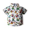 Camiseta infantil de algodão casual com gola polo, estampa de escavadeira de desenho animado para meninos, novidade de verão 2021, manga curta