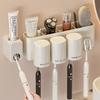 Estante para cepillos de dientes, sin perforaciones, para enjuague bucal, para inodoro, montado en la pared, eléctrico, para pasta de dientes y cepillos de dientes.