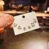 Plata 925 Chapada Una Tarjeta con Juego de 3 Pares de Pendientes Asimétricos de Cisne Perla de Imitación Diamantes de Imitación Joyería para Orejas de Gato Estudiante