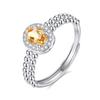 Anillo abierto geométrico ovalado de alta gama de moda plata s925 piedra natural para uso diario simple de lujo ligero