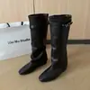 Nuevos estilos de otoño e invierno: botas altas para mujer de punta cuadrada, tacón grueso, hasta la rodilla, botas largas retro, botas vaqueras occidentales de tacón alto y botas de montar