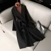 Novo casaco de lã outono e inverno para mulheres, comprimento médio, acima do joelho, slim fit, casaco de lã com cinto, sobretudo de lã de alta qualidade para mulheres