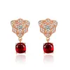 Brincos Anel Flor Rosa Banhados a Ouro Rosa Criativo Transmissão Ao Vivo Mais Vendido Conjunto de Brincos Anel Rosa do Amor