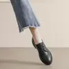 Zapatos de Cuero para Mujer 2026 Otoño Estilo Británico Tacón Medio Verano Planos Trabajo Mocasines Negros Suela Suave Mocasines