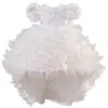 Nuevo Vestido Infantil 2025 Rosa Aplique Tridimensional Vestido de Princesa Vestido de Pastel con Cola de Lazo Infantil