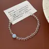 Pulsera de Cristal Blanco de Cristal de Zafiro Azul Marino del Mismo Estilo de Zhao Lusi para Mujer, Pulsera de Cuentas de la Fortuna, Diseño de Nicho, Exquisita y Sencilla