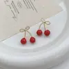 Aretes de Cereza Dulce para Mujer, Pequeños, Exquisitos, Versátiles, Modernos, Estilo Bosque, Aretes Frescos, Aretes Elegantes y Personalizados