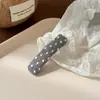 Grampo de cabelo oval de lã com poá estilo coreano para início de outono, presilha para franja, presilha lateral, elegante presilha lateral, presilha BB