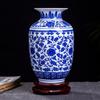 Jarrón de Cerámica Jingdezhen Adornos para Sala de Estar Pequeño Jarrón Antiguo de Porcelana Azul y Blanca Estilo Chino Decoración para Mueble de TV del Hogar