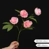 Flor Artificial de Peônia com 4 Cabeças em Haste Única Decoração para Casa Restaurante Adereço para Fotografia Flor Falsa de Peônia Transfronteiriça