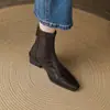 Botines negros estilo retro para mujer, con tacón grueso y punta redonda, perfectos para primavera y otoño, versátiles y cómodos, un diseño de caña corta que combina con cualquier atuendo.