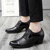 Moda transfronteiriça salto plataforma aumentado 6cm sapatos de couro masculinos bico fino salto alto casual britânico sapatos de couro