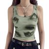 Verão Novo Y2K Estampado Cintura Spice Girls Sem Mangas Slim-Fit Gola Redonda Verão Moda Feminina Colete Curto Feminino