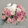Flor artificial de peonía con núcleo de hortensia retro europea, ramo de simulación, venta al por mayor, decoración de escalera de boda, flor artificial, flor de seda