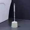 Cepillo de limpieza para inodoro de baño sin perforaciones con base, se puede colgar, cepillo de inodoro de plástico, nailon, cerdas suaves