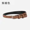 Cinturón Fino de Cuero Genuino para Mujer Estilo Coreano con Decoración de Hebilla Metálica, Elegante Cinturón Casual de Piel de Vaca para Viajar al Trabajo