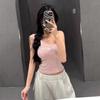 1199 # Camiseta sin mangas corta asimétrica con hombros descubiertos, diseño de gato con letras 'Hot Girl', pedrería, manga raglán, versátil, espalda bonita, para mujer