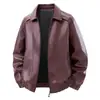 TransfronterizoChaqueta nueva de cuero PU para hombre, estilo workwear retro americano, resistente y relajada, estilo old money, simple de calle