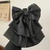 Pinza para el pelo con lazo de tela negra de alta gama para mujer, Pasador elegante para recogidos, Suave con el cabello, Accesorio para el cabello