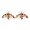Pendientes de abeja de diamante de aleación simple europeos y americanos, lindos pendientes de insectos de perlas de imitación, nuevos pendientes para mujeres