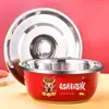 Tina Roja de Acero Inoxidable con Tapa, Lavabo Doméstico Engrosado, Tina de Cocina, Tina para Sopa, Tina para Verduras, Tina para Aceite, Tina para Ensalada