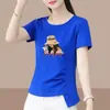 2026 Nova Camiseta de Manga Curta para Gestante de Comércio Exterior Feminina Solta Tamanho Grande Modeladora que Cobre a Barriga Estampada Meia Manga Top