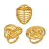Anillo de Superficie Lisa Hueco Tridimensional, Anillo Chapado en Oro de Acero Inoxidable, Estilo de Nicho para Mujer, Anillo Apilable, Simple y No se Desvanece