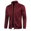 Jaqueta Masculina de Cor Sólida Outono Inverno Zíper Longo Manga Tricotada Forro de Lã Fina Top Tendência Casaco Suéter Tamanho Plus Masculino