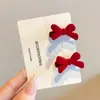 Diadema Rojo Festivo con Lazo para Niñas Pasador de Año Nuevo Infantil Pinza de Princesa Pasador para Flequillo Lateral Pasador