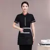 Ropa de Trabajo para Personal de Catering de Manga Corta Estilo Chino para Mujer Personal de Recepción de Hotel Restaurante Restaurante de Hot Pot Ropa de Primavera y Verano