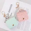 Couro PU Moda Mini Bolsa Pingente Estojo para Fones de Ouvido Porta-Chaves de Carro Desenho Animado Pequena Bolsa Quadrada Pingente de Chaveiro