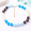 Collar de cuentas apilable de estilo resort, cuentas redondas de colores macarrón, para uso diario, ambiente femenino