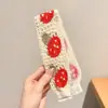Lindas pegatinas de flequillo de dibujos animados para otoño e invierno, diademas de punto florales versátiles de estilo coreano con cierres de velcro, que exudan un ambiente sofisticado y elegante