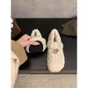 Primer Encuentro Temporada Lazo Zapatos Peludos para Mujer Otoño/Invierno Nuevo Estilo Estilo Hada Suave Zapatos de Algodón Cálidos Con Felpa Mary Jane Zapatos de Salón