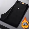 Calça masculina de veludo cotelê para outono e inverno com LOGO personalizado, forrada com fleece e espessa, cintura alta, corte solto, perna reta, calça casual de veludo cotelê
