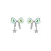 Nuevos pendientes de lazo colorido con diamantes brillantes, modernos pendientes femeninos con diseño de borlas de estrella y temperamento nicho.