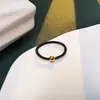 Anillo de Plata de Ley 925 de 4 mm con Cuentas de Plata Hilo Rojo/Hilo Negro Anillo Sentido Avanzado Estilo Frío Simple Estilo Artístico Accesorios para Pulsera