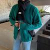 MYQ estilo universitário cardigã de malha dos homens inverno engrossado casaco quente estilo coreano solto estilo preguiçoso suéter com decote em V