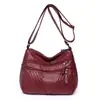Bolso Cruzado para Mujer de Nueva Colección 2026 Tendencia Callejera Madre de Mediana Edad Cuero Lavado PU Gran Capacidad Doble Capa Bolso Cruzado
