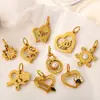 Novo Estilo Doce e Fofo Europeu e Americano DIY Pingente de Estrela, Lua e Coração com Diamante Aço Inoxidável Banhado a Ouro 18K Acessórios Criativos