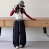 Pantalones deportivos para niñas para primavera y otoño, elegantes pantalones de chándal grises para niños mayores, pantalones de pierna ancha para niñas, pantalones de moda para estudiantes de secundaria