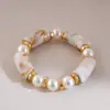 Pulseira Elástica com Contas de Resina Degradê Cor Cáqui, Estilo Europeu e Americano Transfronteiriço, Toque de Luxo Leve de Alta Qualidade, Joia de Mão Estilo Férias para Mulheres
