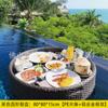 Bandeja Flotante para Desayuno en Piscina Cesta de Mimbre Acuática de Hotel Casa de Huéspedes Bandeja Grande Flotante para Té de la Tarde al Aire Libre