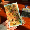 Marcador de Metal Hueco con Boceto Floral, Florero de Pintura al Óleo Vintage, Clip para Página de Lectura, Colgante para Diario, Regalo Exquisito