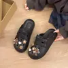 Sandálias Birkenstock de verão para exterior para mulheres, chinelos respiráveis com sola macia de camélia e girassol, sandálias silenciosas antiderrapantes para casa para mulheres