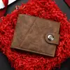 Cartera para Hombre de Comercio Exterior Cartera Corta Retro para Hombre Simple Gran Capacidad Delgada Ranuras Múltiples para Tarjetas Cartera con Botón 80% de descuento
