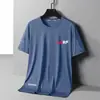 Camiseta Manga Curta de Seda de Gelo Nova de Verão com Caimento Solto Gola Redonda Manga Curta de Seda de Gelo Secagem Rápida Respirável Masculina Fina Fresca