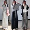 Pantalones de pierna ancha de arroz glutinoso para mujeres embarazadas 2025 Sueltos Cintura alta Cuerda Polticus Punto Adelgazantes Pantalones casuales Estilo perezoso para mujer